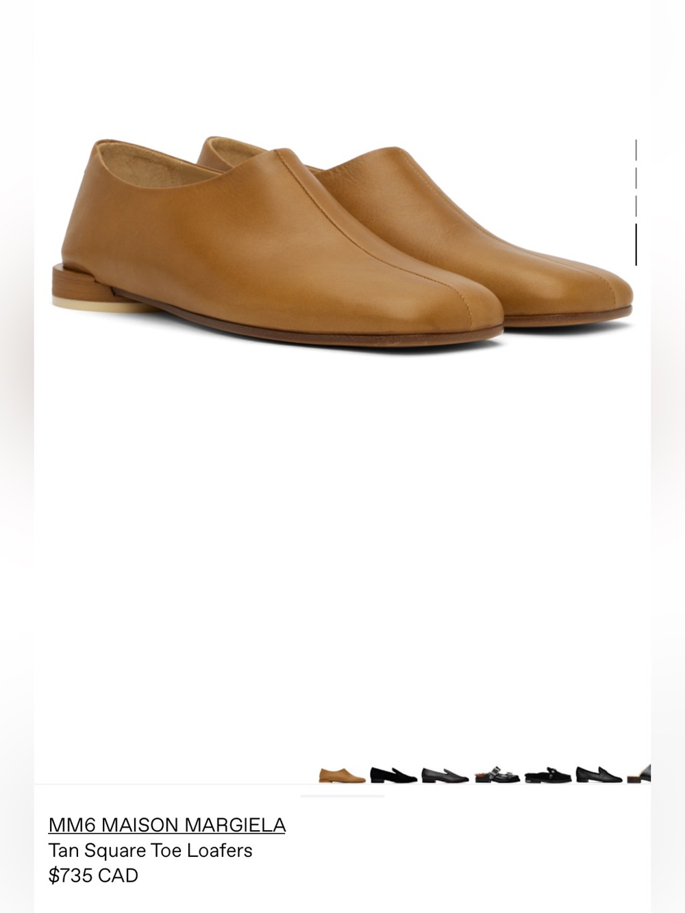 MM6 Maison Martin Margiela Cognac Leather Slip-On Loafers - Picture 9 of 10